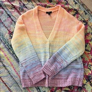 Aqua knit cardigan- pastel colors Size small.